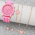 5/6PCS Women Watches Fashion Silicone Band Women Quartz Watches Jewelry Set Reloj Mujer Girls Clock Gift (Without Box)